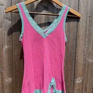 One Step Ahead Pink and Blue Asymmetrical Tank Top